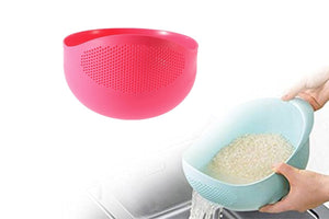 081A Multi-Function with Integrated Colander Mixing Bowl Washing Rice, Vegetable and Fruits Drainer Bowl-Size: 21x17x8.5cm