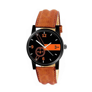 wt1011- Unique & Premium Analogue Watch Black and Orange Print Multicolour Dial Leather Strap (3_11)