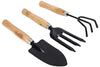 Rockeyshop Gardening Tools - Flover Cutter & Garden Tool Wooden Handle (3pcs-Hand Cultivator, Small Trowel, Garden Fork)