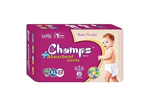957 Premium Champs High Absorbent Pant Style Diaper Extra Large(XL) Size, 46 Pieces (957_XLarge_46)