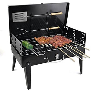125 Stainless Steel Briefcase Style Barbecue Grill Toaster (Medium, Black)