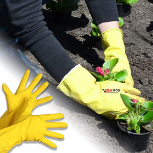 Rockeyshop Gardening Tools - Reusable Rubber Gloves, Flower Cutter & Garden Tool Wooden Handle (3pcs-Hand Cultivator, Small Trowel, Garden Fork)