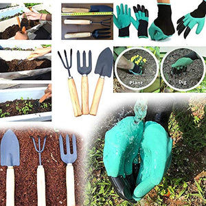 Rockeyshop Gardening Hand Cultivator, Big Digging Trowel, Shovel & Garden Gloves with Claws for Digging & Planting