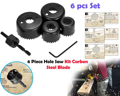 Hole Saw Set Drill Bit Cutting Cutter Round Circular 32Mm/38Mm/44Mm/54Mm - 6 Pieces