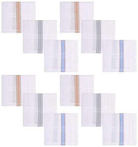 595 Men's Cotton Handkerchief (White, 12 pcs)