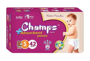 950 Premium Champs High Absorbent Pant Style Diaper Small Size, 42 Pieces (950_Small_42)