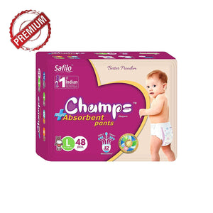 955 Premium Champs High Absorbent Pant Style Diaper Large Size, 48 Pieces(955_Large_48)