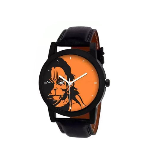 wt1010- Unique & Premium Analogue Watch Hanuman Print Multicolour Dial Leather Strap (Hanuman 10)