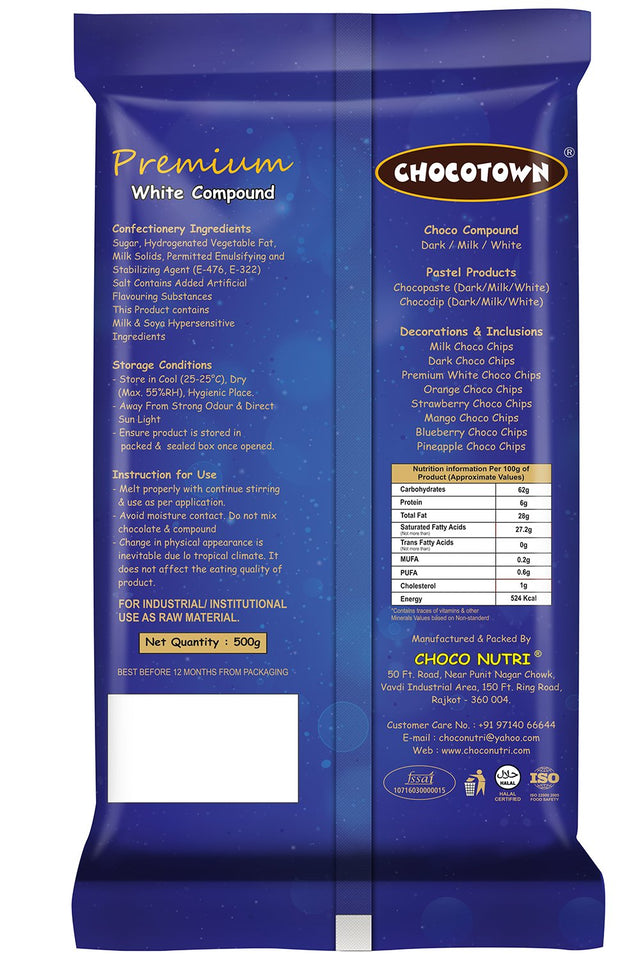 050 Chocotown Premium White Compound 400gm | Chocotown White Choco Slab |